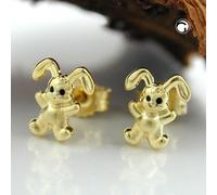 Ohrstecker Ohrring 7x6mm kleiner Hase matt-glänzend 9Kt GOLD