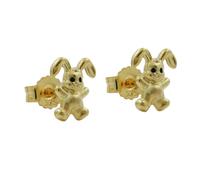 Ohrstecker Ohrring 7x6mm kleiner Hase matt-glänzend 9Kt GOLD