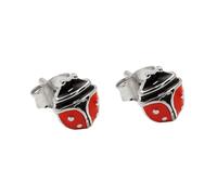 Ohrstecker Ohrring 7x6mm Marienkäfer rot-schwarz emailliert Silber 925