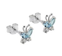 Ohrstecker Ohrring 7x6mm Schmetterling Zirkonia weiß und synthetischer Aquamarin Silber 925