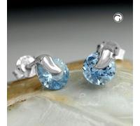Ohrstecker Ohrring 7x6mm synthetischer Aquamarin Silber 925
