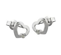 Ohrstecker Ohrring 7x8mm Herz mit Zirkonia glänzend Silber 925
