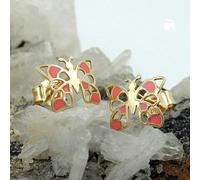 Ohrstecker Ohrring 7x8mm Schmetterling orange 9Kt GOLD