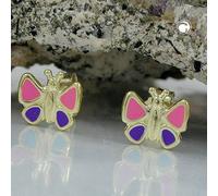Ohrstecker Ohrring 7x8mm Schmetterling pink-lila 9Kt GOLD