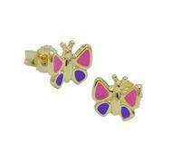 Ohrstecker Ohrring 7x8mm Schmetterling pink-lila 9Kt GOLD