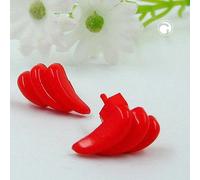 Ohrstecker Ohrring 8x15mm Bogen Schweif gerillt rot-glänzend Kunststoff Vollplas