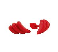 Ohrstecker Ohrring 8x15mm Bogen Schweif gerillt rot-glänzend Kunststoff Vollplastik
