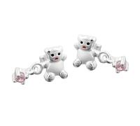 Ohrstecker Ohrring 8x15mm Kinderohrring Bär mit Zirkonia pink matt-glänzend Silber 925