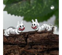 Ohrstecker Ohrring 8x3mm Kinderohrring kleiner Wurm matt-glänzend Silber 925