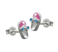 Ohrstecker Ohrring 8x4mm Kinderohrring Schuh rosa-hellblau lackiert Silber 925