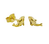 Ohrstecker Ohrring 8x4mm kleiner Delfin glänzend 9Kt GOLD
