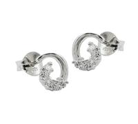 Ohrstecker Ohrring 8x7mm Bogen Spirale mit Zirkonias glänzend Silber 925