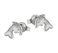 Ohrstecker Ohrring 8x7mm Delfin glänzend rhodiniert Silber 925