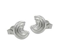 Ohrstecker Ohrring 8x7mm Halbkreis mit Rillen Silber 925