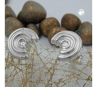 Ohrstecker Ohrring 8x7mm Halbkreis mit Rillen Silber 925
