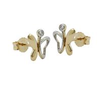Ohrstecker Ohrring 8x7mm Schmetterling bicolor glänzend 9Kt GOLD