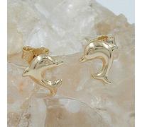 Ohrstecker Ohrring 8x7mm springender Delfin glänzend 9Kt GOLD