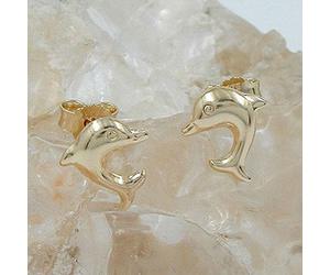 Ohrstecker Ohrring 8x7mm springender Delfin glänzend 9Kt GOLD
