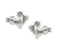 Ohrstecker Ohrring 8x8mm 2 Herzen mattiert Zirkonia Silber 925