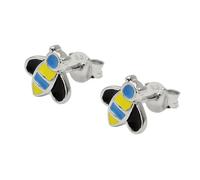 Ohrstecker Ohrring 8x8mm Bienen blau-gelb-schwarz emailliert Silber 925