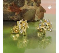Ohrstecker Ohrring 9x8mm Baum mit Zirkonias GOLD 9Kt