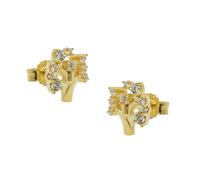 Ohrstecker Ohrring 9x8mm Baum mit Zirkonias GOLD 9Kt