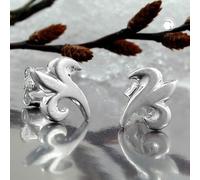 Ohrstecker Ohrring 9x8mm kleine Blüte mattiert Silber 925