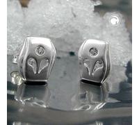 Ohrstecker Ohrring 9x8mm matt glänzend mit Zirkonia Silber 925