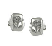 Ohrstecker Ohrring 9x8mm matt glänzend mit Zirkonia Silber 925