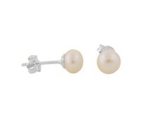 Ohrstecker Ohrring ca. 6,5mm Süßwasserzuchtperle roséfarben unrund Silber 925