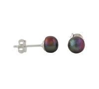 Ohrstecker Ohrring ca. 6mm Süßwasserzuchtperle dunkelgrün unrund Silber 925
