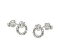 Ohrstecker Ohrringe 7x6mm kleiner Kreis mit Knoten und Zirkonias Silber 925