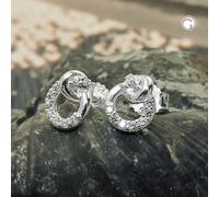 Ohrstecker Ohrringe 7x6mm kleiner Kreis mit Knoten und Zirkonias Silber 925