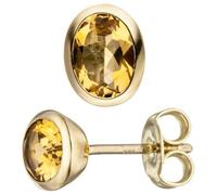 Ohrstecker oval 585 Gold Gelbgold 2 Citrine gelb Ohrringe