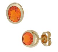 Ohrstecker oval 585 Gold Gelbgold 2 Feueropale Ohrringe Opalohrstecker