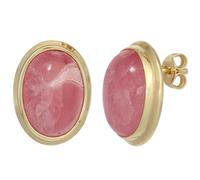 Ohrstecker oval 585 Gold Gelbgold 2 Rhodochrosite rosa Ohrringe