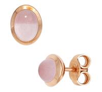 Ohrstecker oval 585 Gold Rotgold 2 Rosenquarz Cabochons rosa Ohrringe