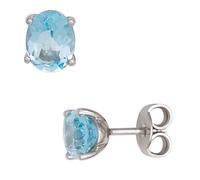 Ohrstecker oval 585 Gold Weißgold 2 Blautopase hellblau blau Ohrringe