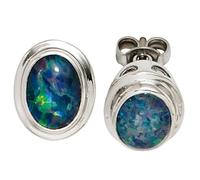 Ohrstecker oval 585 Gold Weißgold 2 Opaltripletten Ohrringe Opalohrringe