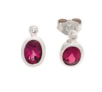 Ohrstecker oval 585 Gold Weißgold 2 Turmaline rosa pink 2 Diamanten Ohrringe