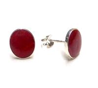 Ohrstecker rote Schaumkoralle, 925 Sterling Silber, 11 x 9 mm oval, Damen Ohrschmuck inkl. Geschenkbox