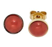 Ohrstecker rund 333 Gold Gelbgold 2 Korallen rot Ohrringe Goldohrstecker