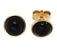 Ohrstecker rund 333 Gold Gelbgold 2 Onyxe schwarz Ohrringe Goldohrstecker