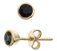 Ohrstecker rund 333 Gold Gelbgold 2 Safire blau Ohrringe Goldohrstecker