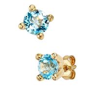 Ohrstecker rund 333 Gold Gelbgold 2 Blautopase hellblau blau Ohrringe