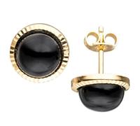 Ohrstecker rund 333 Gold Gelbgold 2 Onyxe schwarz Ohrringe Goldohrringe
