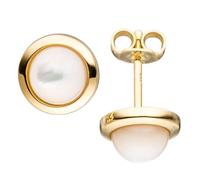 Ohrstecker rund 333 Gold Gelbgold 2 Perlmutt-Steine Ohrringe Goldohrringe
