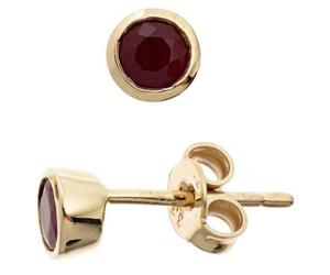 Ohrstecker rund 333 Gold Gelbgold 2 Rubine rot Ohrringe