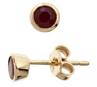 Ohrstecker rund 333 Gold Gelbgold 2 Rubine rot Ohrringe Goldohrstecker