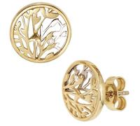 Ohrstecker rund 585 Gelbgold Weißgold bicolor 2 Diamanten Brillanten